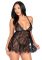 Сорочка беби-долл Leg Avenue Floral lace babydoll & string Black S, стринги