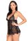 Сорочка беби-долл Leg Avenue Floral lace babydoll & string Black S, стринги