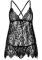 Сорочка беби-долл Leg Avenue Floral lace babydoll & string Black M, стринги