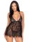 Сорочка беби-долл Leg Avenue Floral lace babydoll & string Black L, стринги