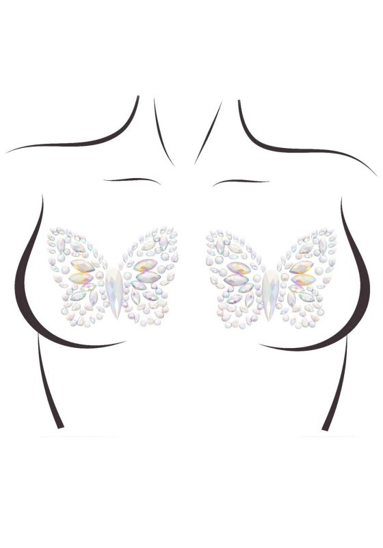 Пэстис-бабочки из кристаллов Leg Avenue Chrysallis nipple sticker, наклейки, светятся в темноте