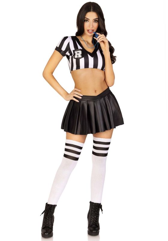 Костюм рефери Leg Avenue Time Out Referee M, кроп-топ, юбка, свисток