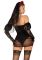Эротический костюм черной невесты Leg Avenue Heartbreak Bride M, боди, рукава, вуаль, чокер