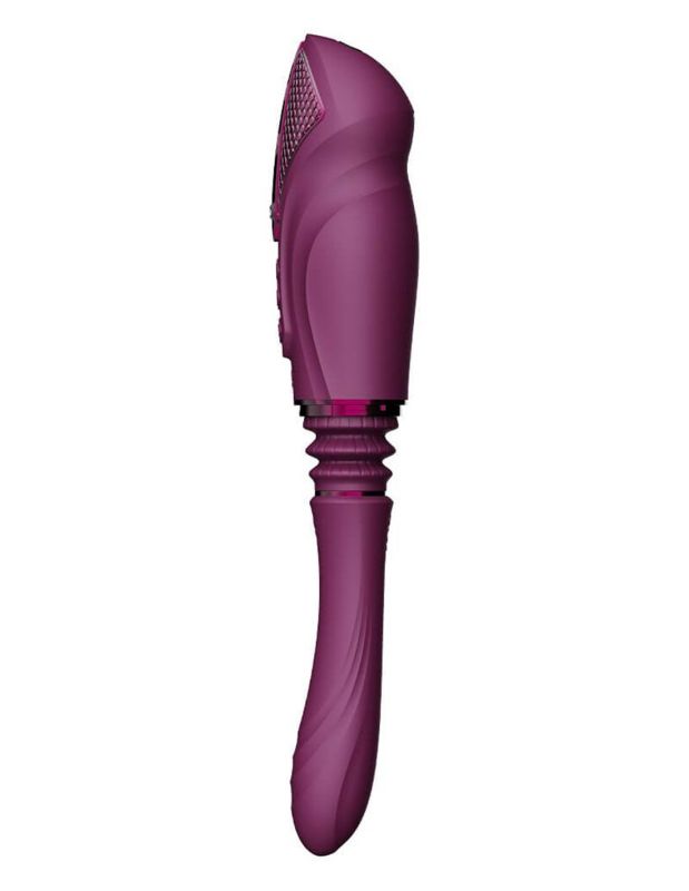Компактная смарт секс-машина Zalo – Sesh Velvet Purple, 2 насадки, пульт ДУ, кристалл Swarovski