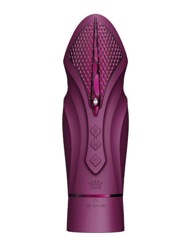 Компактная смарт секс-машина Zalo – Sesh Velvet Purple, 2 насадки, пульт ДУ, кристалл Swarovski