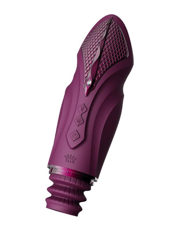 Компактная смарт секс-машина Zalo – Sesh Velvet Purple, 2 насадки, пульт ДУ, кристалл Swarovski