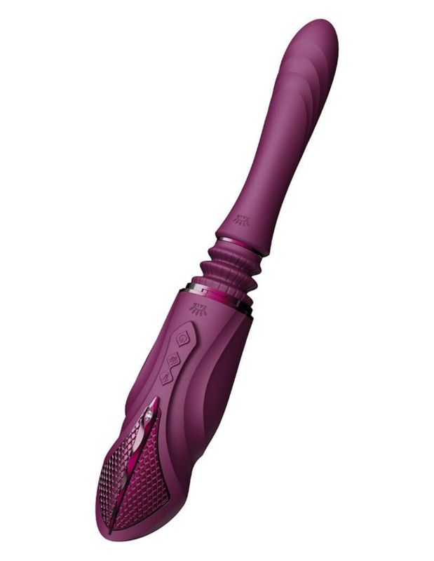 Компактная смарт секс-машина Zalo – Sesh Velvet Purple, 2 насадки, пульт ДУ, кристалл Swarovski