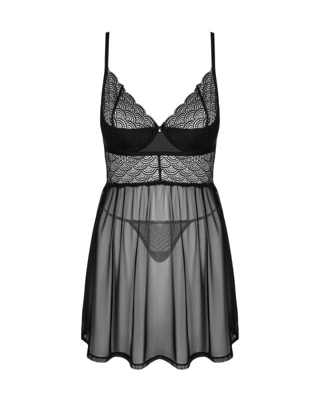 Эротический комплект Obsessive Chemeris babydoll & thong M/L, пеньюар и стринги