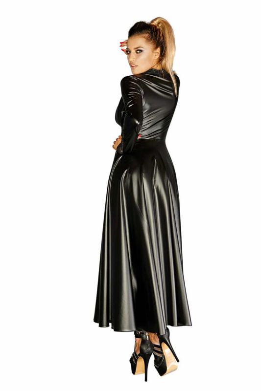 Платье-плащ с мокрым эффектом Noir Handmade F128C Powerwetlook gown coat, S