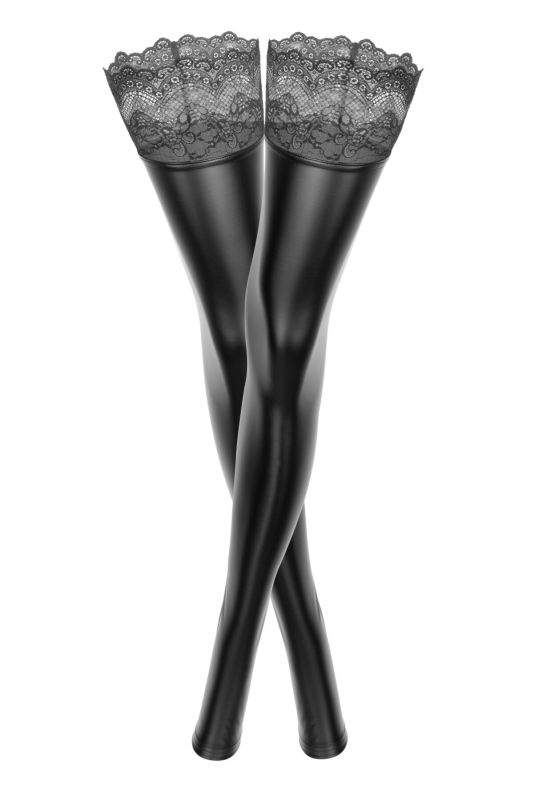 Чулки с мокрым эффектом Noir Handmade F135 Powerwetlook stockings, M, без мысков