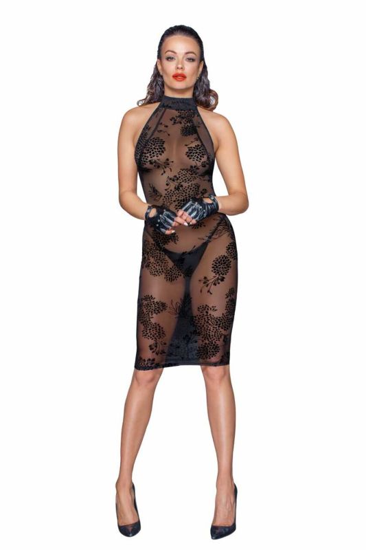 (SALE) Платье Noir Handmade F240 Midi tulle dress with velvet straps - L
