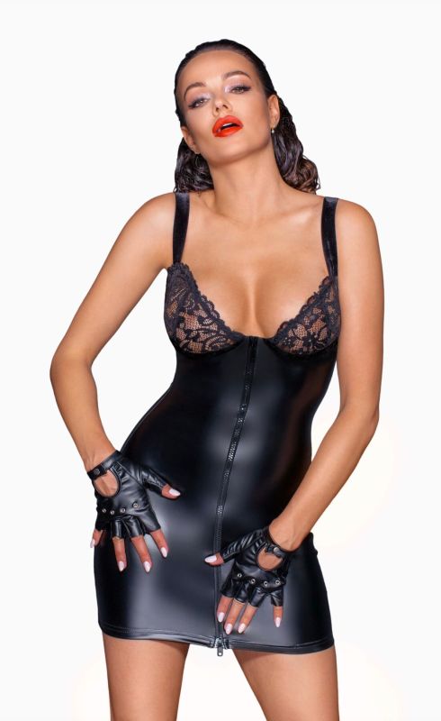 (SALE) Платье Noir Handmade F254 Powerwetlook mini-dress - L