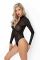 (SALE) Боди Noir Handmade F287 Leopard flock bodysuit with long sleeves - M