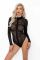 (SALE) Боди Noir Handmade F287 Leopard flock bodysuit with long sleeves - L