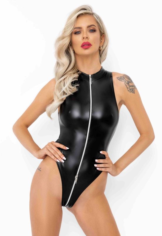 Боди Noir Handmade F294 Powerwetlook bodysuit with front zipper - 3XL
