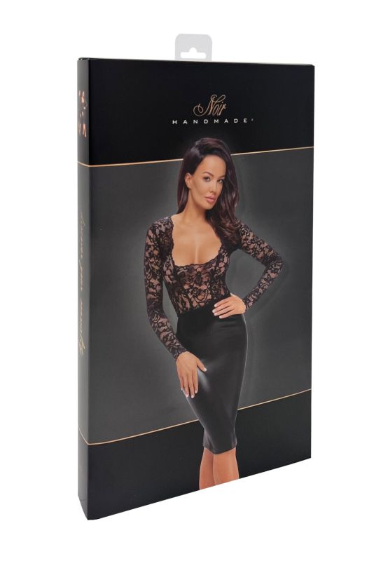 Платье Noir Handmade F295 Euphoria lace and wetlook midi dress - 3XL