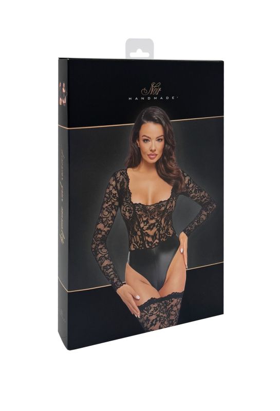 Боди Noir Handmade F296 Psyche bodysuit of lace and wetlook - L