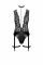 Боди Noir Handmade F297 Libido Deep-V bodysuit with collar, pearl chain and garter - L