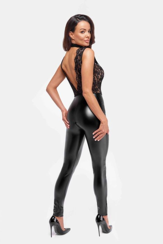 Комбинезон Noir Handmade F298 Libido Deep-V catsuit with collar and pearl chain - M