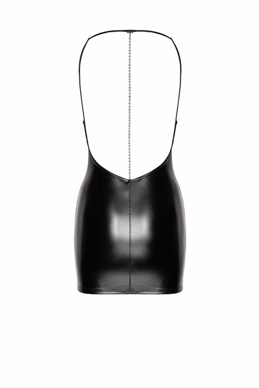 Платье Noir Handmade F307 Mirage wetlook mini dress with jewelry rhinestone chain - XXL