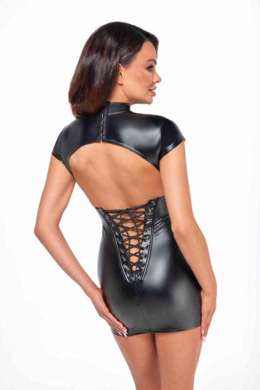 Платье Noir Handmade F309 Fantasy wetlook mini dress with lace up back - 3XL