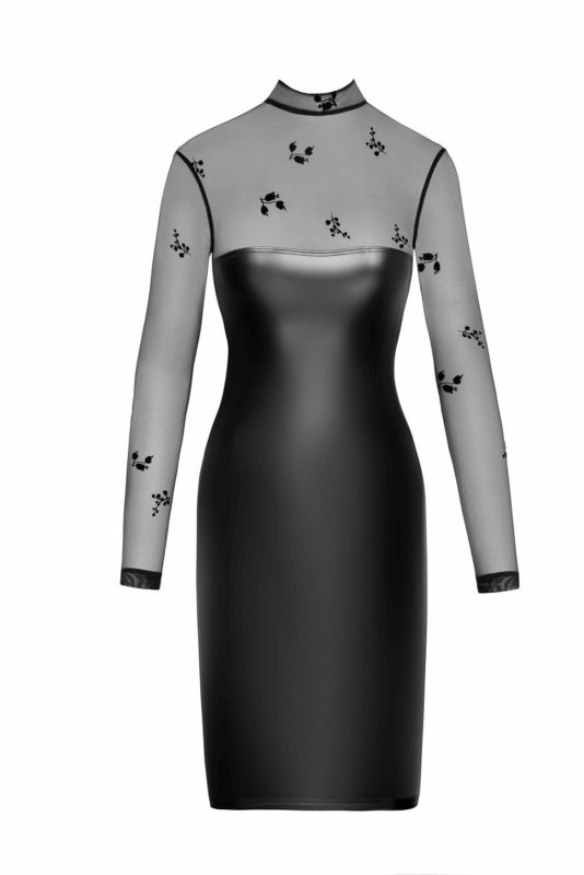 Платье Noir Handmade F310 Sublime wetlook and flocked mesh midi dress - XL