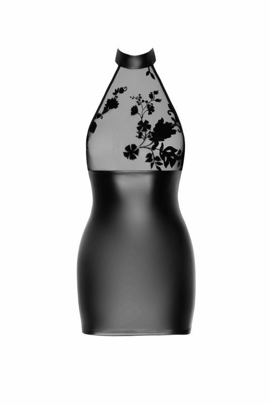 Платье Noir Handmade F311 Eros mini halter dress of flocked mesh and wetlook - XXL