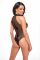 Боди Noir Handmade F314 Ego flocked mesh halter bodysuit - XL