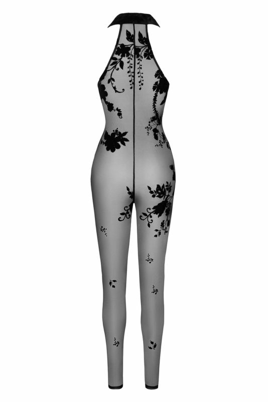 Бодистокинг Noir Handmade F315 Ego flocked mesh halter catsuit - 3XL