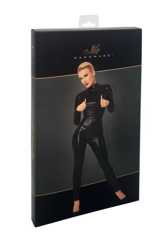 Комбинезон Noir Handmade F319 Caged wetlook catsuit with zippers and ring - L