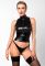 Топ Noir Handmade F324 Glam wetlook top with vinyl corset - XL