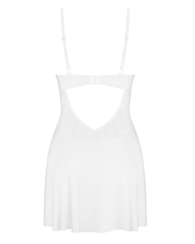 Пеньюар Obsessive Alissium chemise & thong, XL/2XL, кружевной лиф, стринги в комплекте