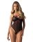 Боди Obsessive Novenes teddy, M/L, прозрачное, чашки на косточках, декор в виде лент