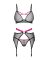 Комплект Obsessive Novenes 3-pcs set, M/L, прозрачный лиф на косточках, стринги, пояс