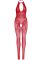 Бодистокинг Leg Avenue Rhinestone Lace and Net Bodystocking Red One Size