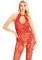 Бодистокинг Leg Avenue Rhinestone Lace and Net Bodystocking Red One Size