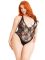 Боди Leg Avenue Floral lace deep-V teddy Black 1X/2X