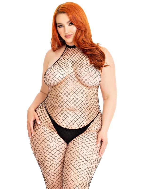 Бодистокинг Leg Avenue Racer neck bodystocking Black Queen Size
