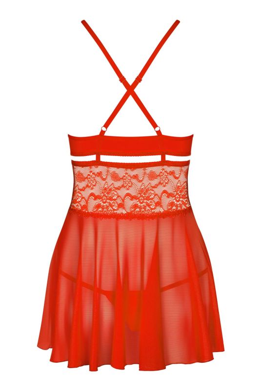 Бэби-долл Obsessive 838-BAB-3 babydoll & thong red L/XL