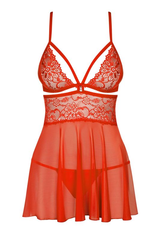 Бэби-долл Obsessive 838-BAB-3 babydoll & thong red 2XL/3XL