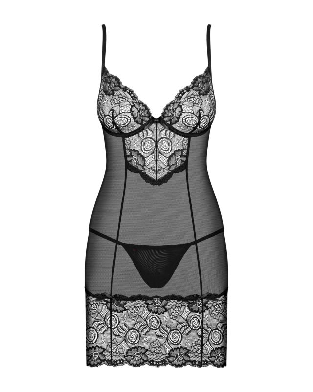 (SALE) Сорочка Obsessive Alluria chemise & thong L/XL