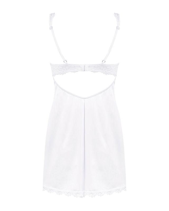 (SALE) Сорочка Obsessive Amor Blanco underwire chemise & thong white S/M