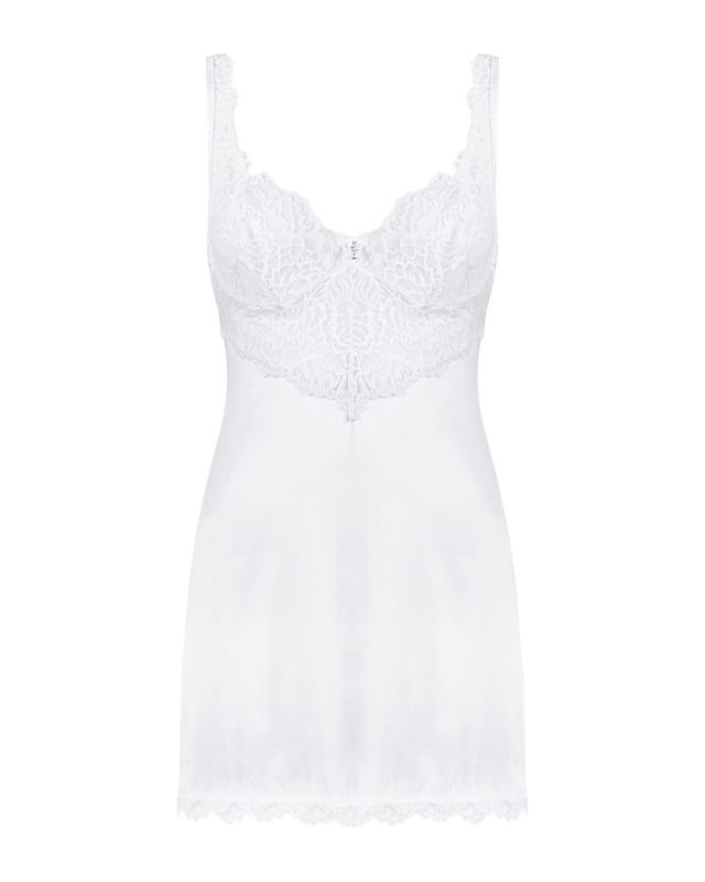 (SALE) Сорочка Obsessive Amor Blanco underwire chemise & thong white S/M