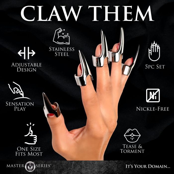 Набор колец с когтями Master Series Five-Piece Sensation Claw Rings - Silver