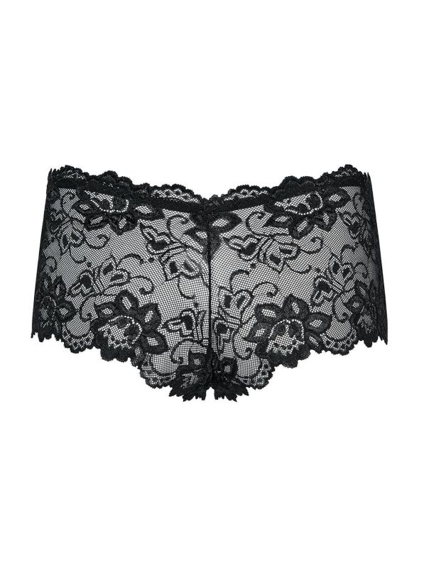 (SALE) Кружевные трусики-шортики Obsessive Idillia shorties black L/XL