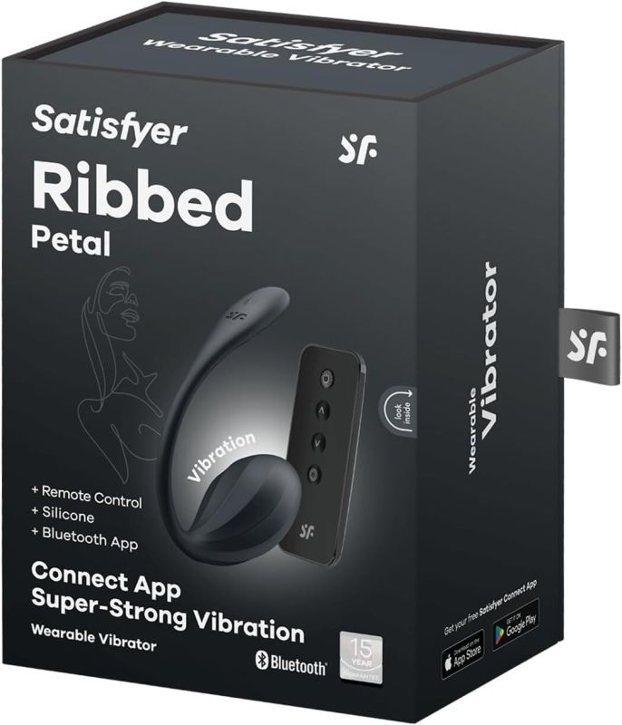 Виброяйцо Satisfyer Ribbed Petal Connect App Black